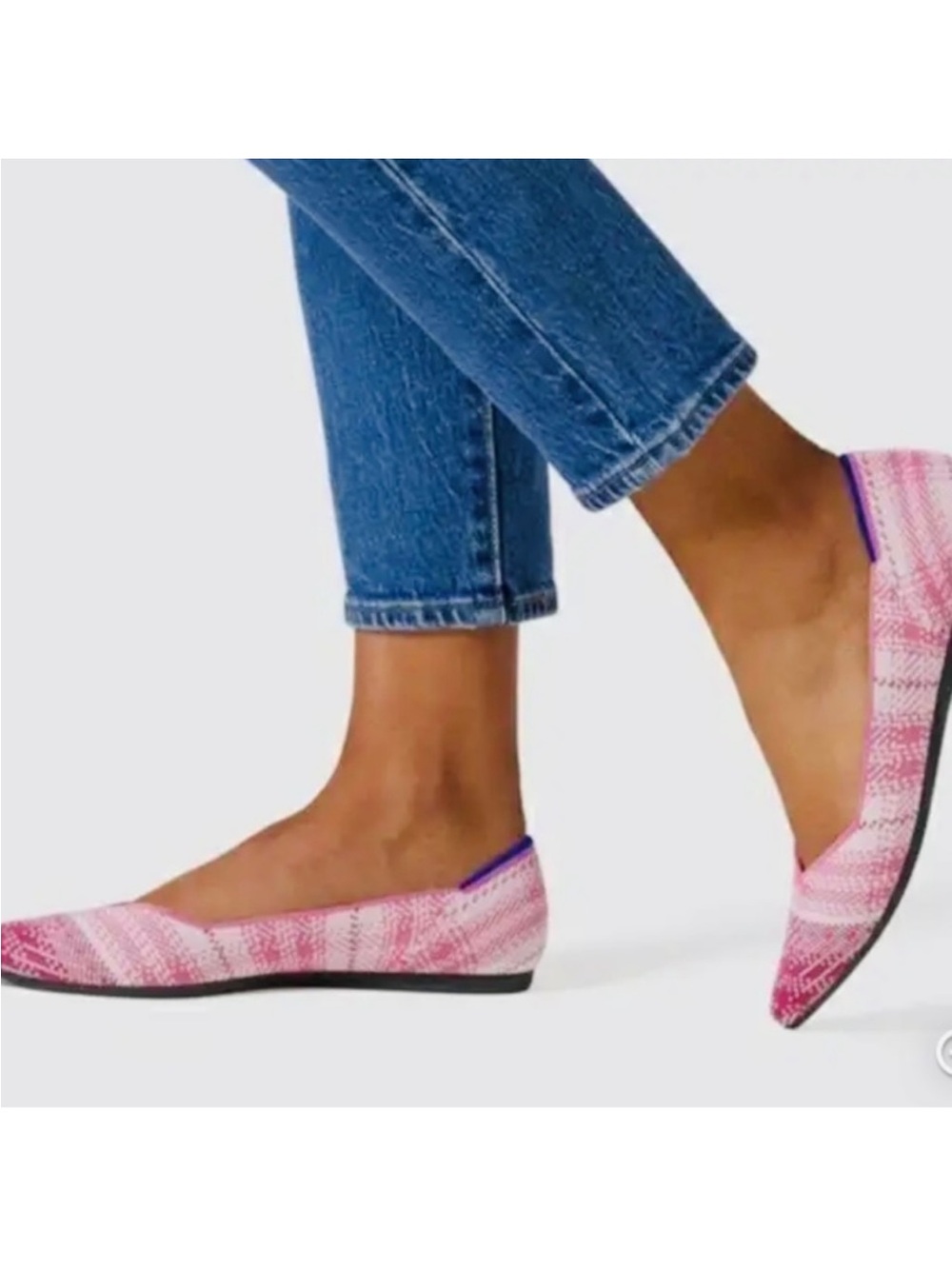 Rothy's Pink Plaid Limited Edition The Point Recycled Flats Size 9